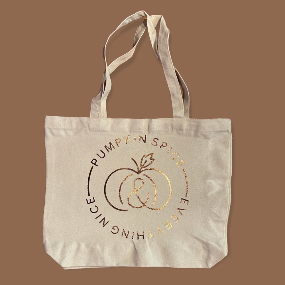 NWT Wool + Pepper Co. PUMPKIN SPICE & EVERYTHING NICE Bronze Metallic Tote Bag